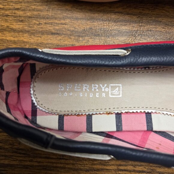 SPERRY TOP SIDER Women's Leather Upper Slip-On Loafers - Pink/Cream/Navy Sz 7M - Picture 15 of 16